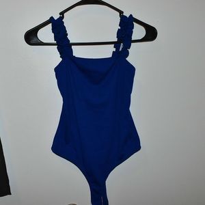 Royal blue ruffle bodysuit